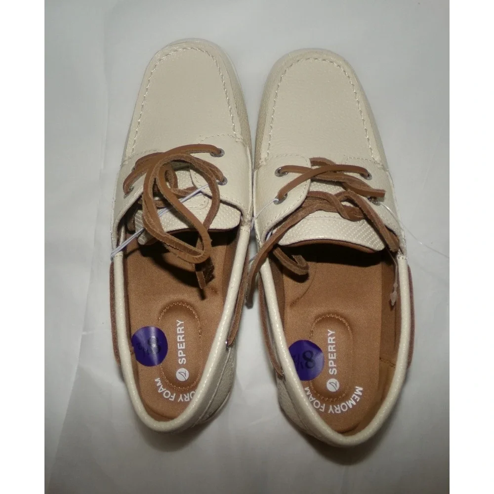 Sperry Women's Whale fish Boat Shoes~Sz 8.5~Ivory‎ / Tan~